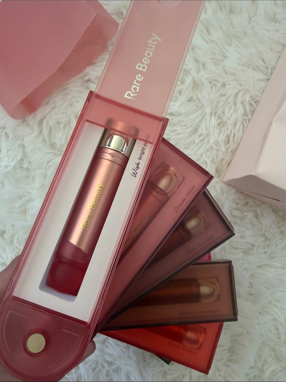 Rare Beauty Lip Set with Light Pink Bag and Magenta Handles - Picture 3 of 6